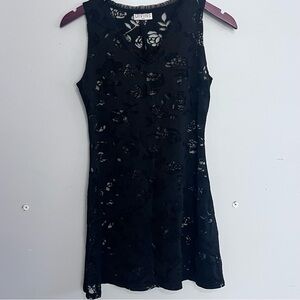 Black Floral Lace Mini Dress